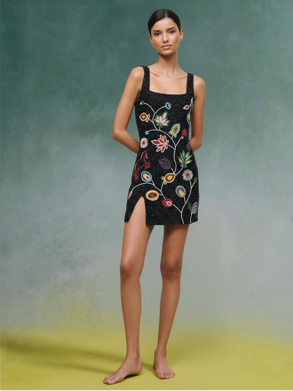 NWT Staud Le Sable Floral-Beaded Minidress $995 S - Picture 4 of 10